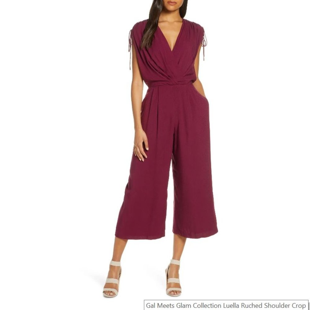 Gal Meets Glam Ruched Shoulder Crop Jumpsuit 00